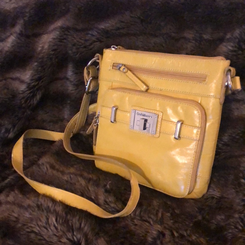 YELLOW LEATHER CROSSBODY PURSE